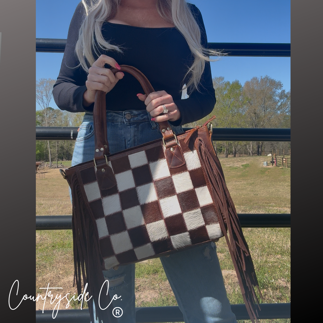 Canyon Check Cowhide Concealed Carry Purse Countryside Co.
