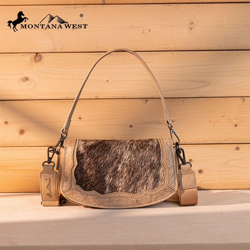 Montana West Hair-On Cowhide Mini Shoulder Bag/Crossbody/Clutch-Tan Cedar Hill Country Market