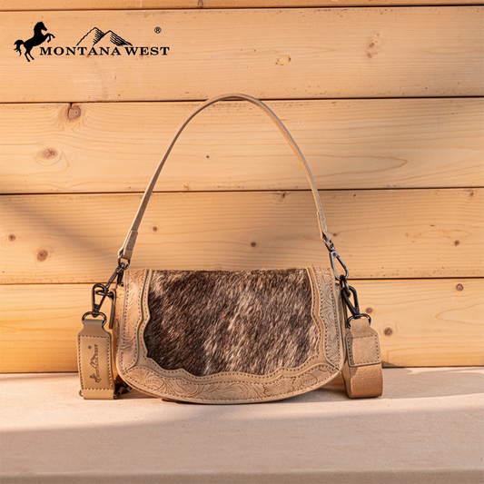 Montana West Hair-On Cowhide Mini Shoulder Bag/Crossbody/Clutch-Tan Cedar Hill Country Market