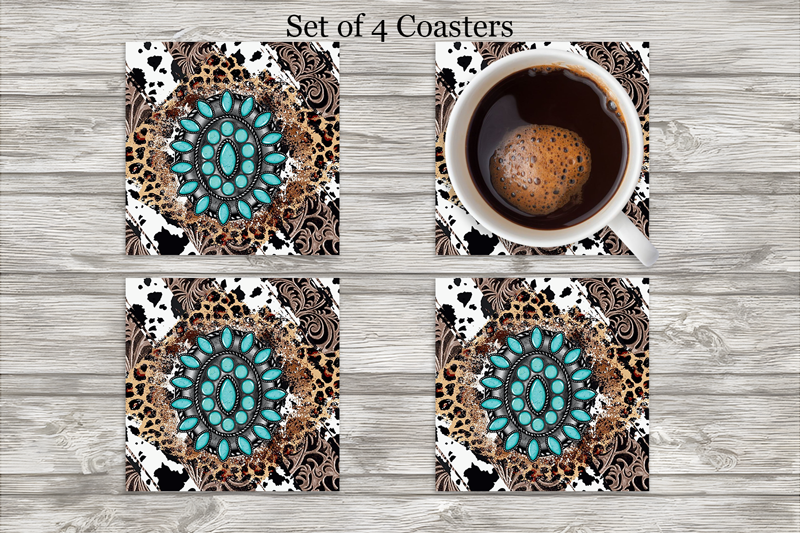 Native American Western Neoprene 4 Inch Square Coasters - Set of 4 Cedar Hill Country Market