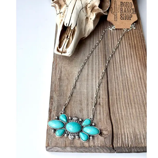 Western Squash Blossom Stone Pendant Necklace No 509 Cedar Hill Country Market