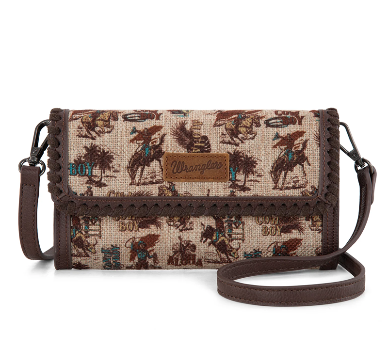 Wrangler Vintage Retro Cowboy Cool Print Wallet/Crossbody No 708 Cedar Hill Country Market