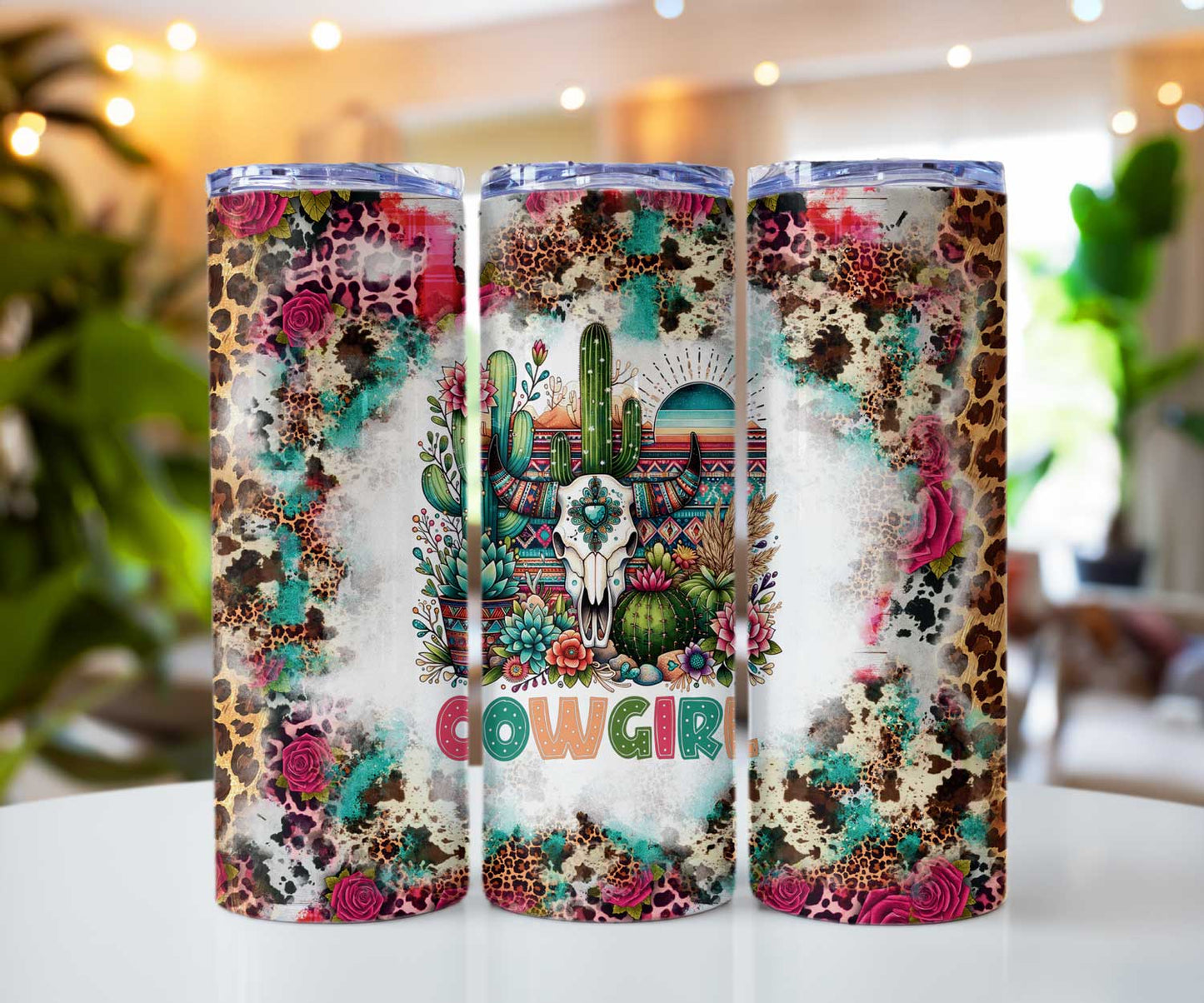 Cowgirl Bleached out Floral 20oz Double Insulated Tumbler Cedar Hill Country Market