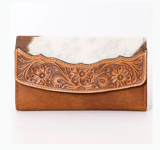 Wallet Hair-On Genuine Western Leather Women Handbag Wallet Cedar Hill Country Market