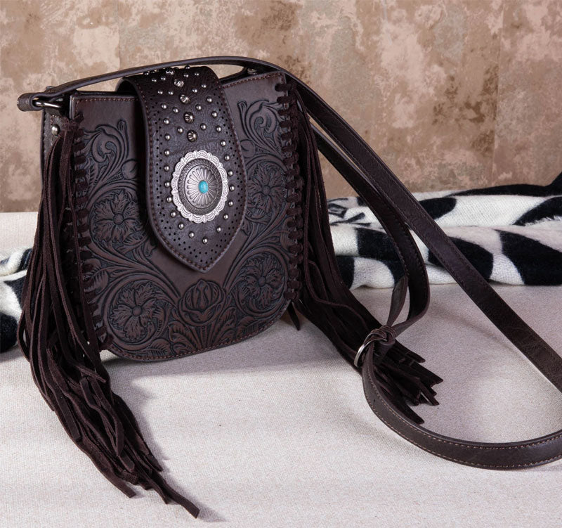 Montana West Tooled Collection Crossbody Handbag - Coffee Cedar Hill Country Market