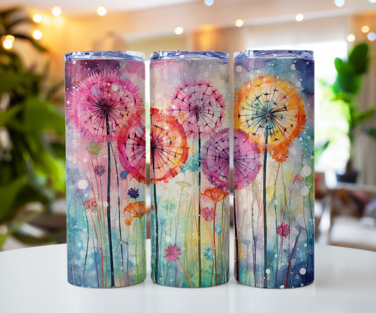 Dandelions in Pastels 20oz. Stainless steel tumbler CedarHill Country Market