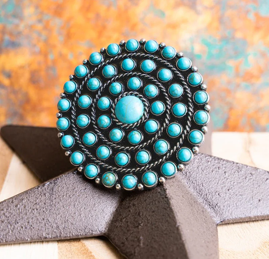 Tipi Bold and Brilliant Turquoise Large Disk Cuff Ring CedarHill Country Market