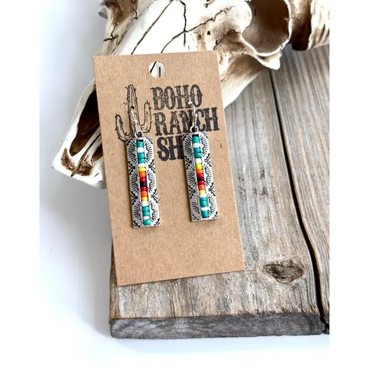 Western Style Seed Bead Bar Drop Dangle Earrings Cedar Hill Country Market