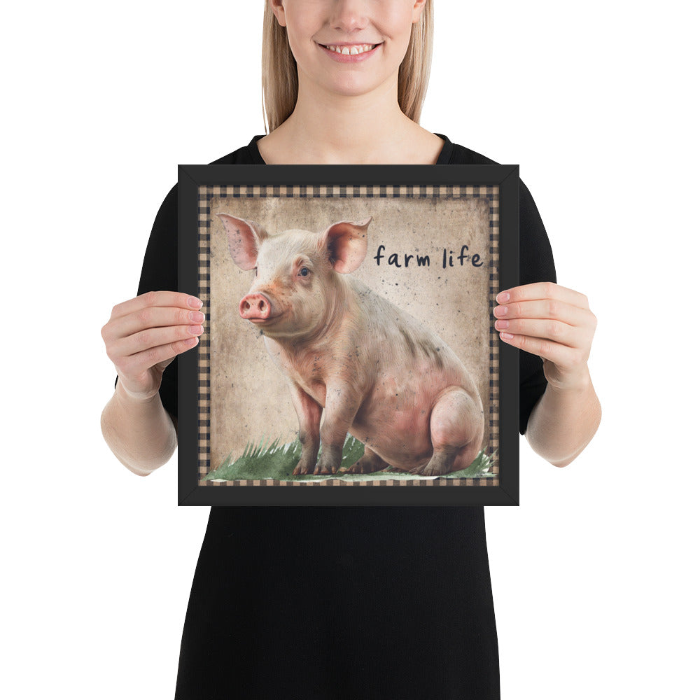 Farm Pig Printed and Framed poster CedarHill Country Market