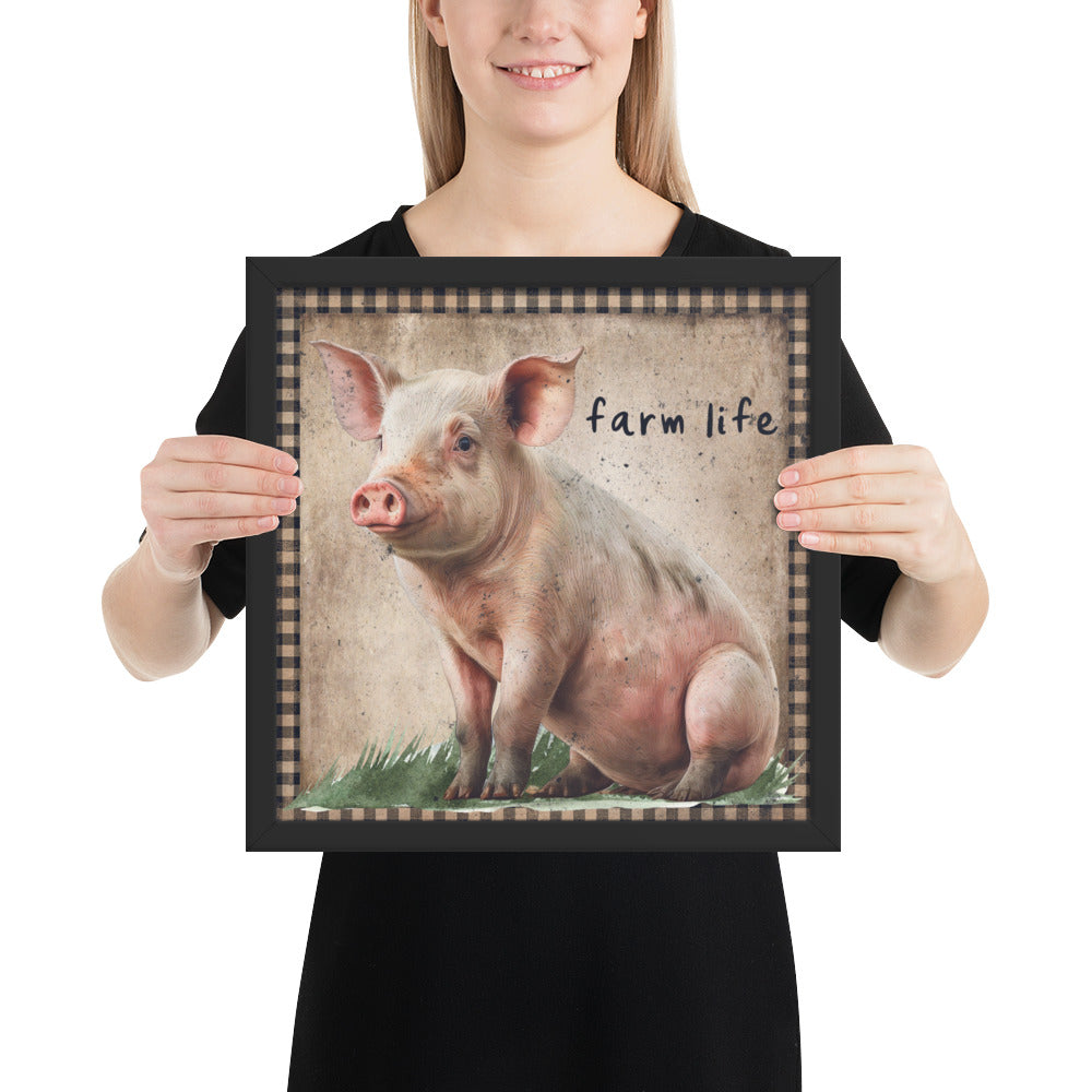 Farm Pig Printed and Framed poster CedarHill Country Market