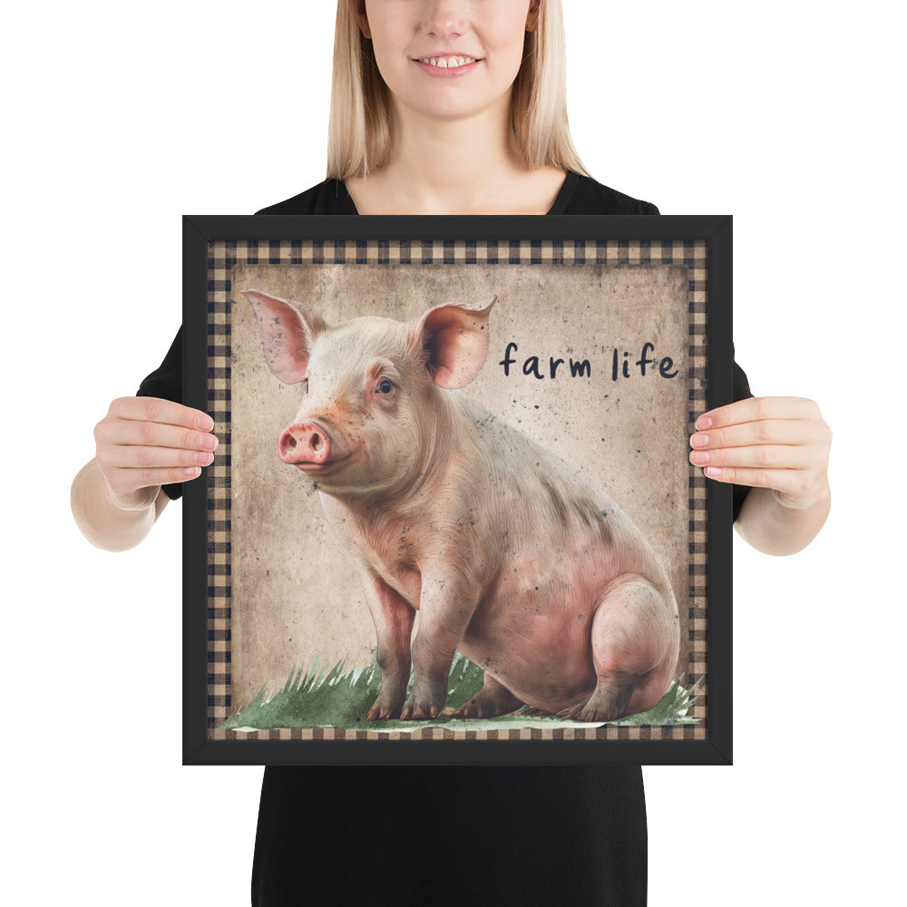 Farm Pig Printed and Framed poster CedarHill Country Market