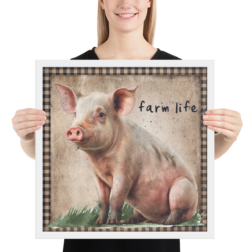 Farm Pig Printed and Framed poster CedarHill Country Market