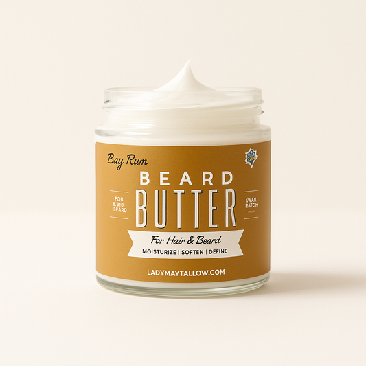 Tallow Man Bay Rum Beard + Body Butter | Men's Grooming | Grass-Fed Tallow | 9oz Lady May Tallow
