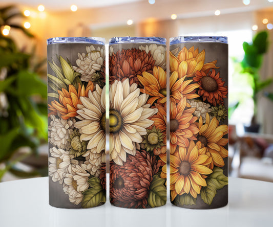 Fall Mums in Bloom Stainless steel tumbler CedarHill Country Market