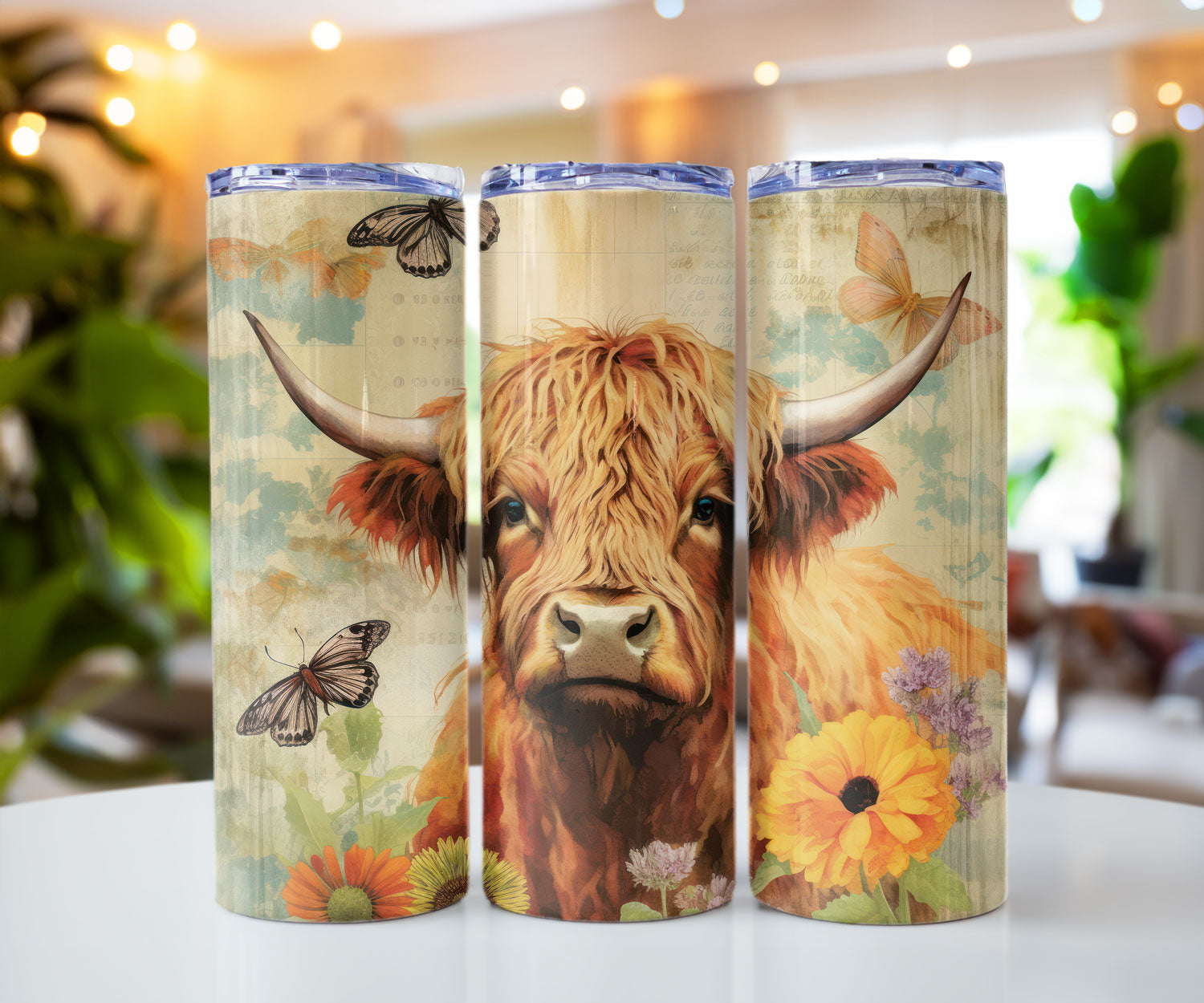 Butterflies and Cow Sweetness Stainless steel tumbler CedarHill Country Market