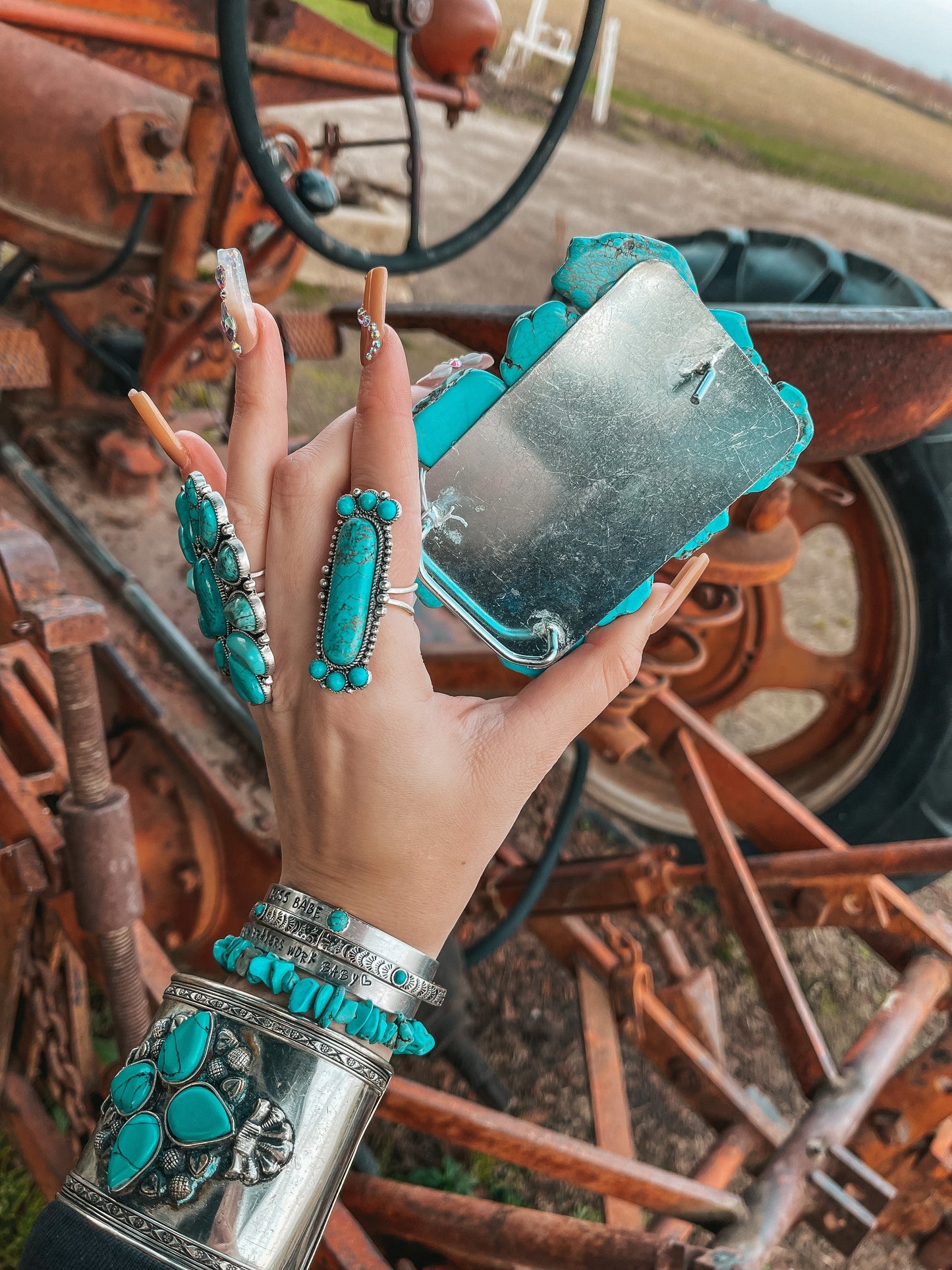 Turquoise Natural Stone Belt Buckle Haute Southern Hyde