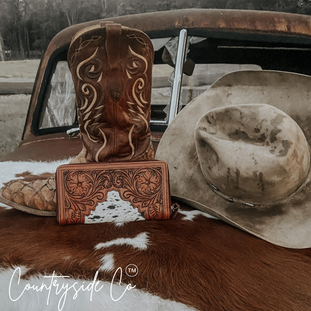 Juliet Tooled Leather Cowhide Wallet Countryside Co.