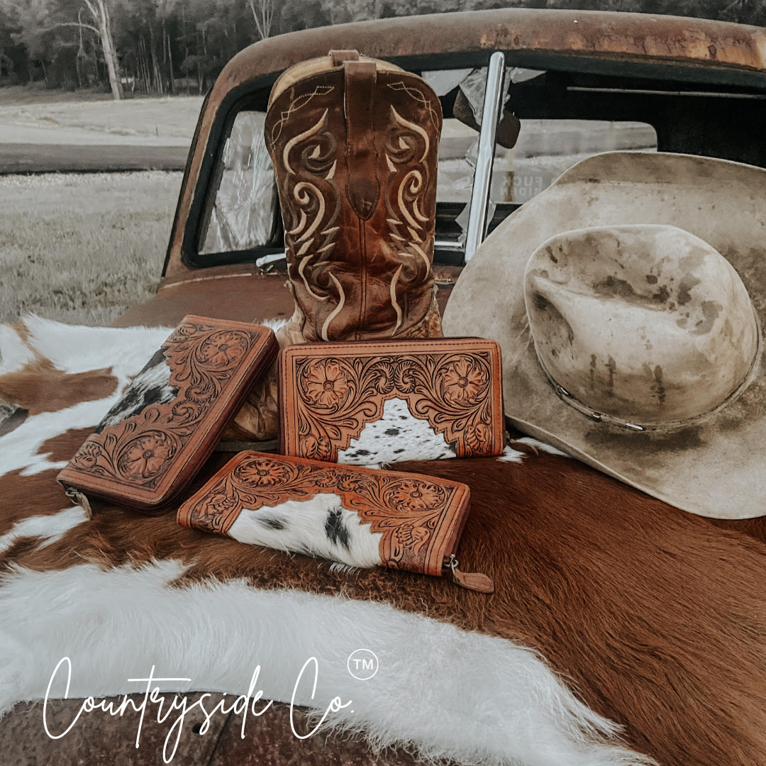 Juliet Tooled Leather Cowhide Wallet Countryside Co.