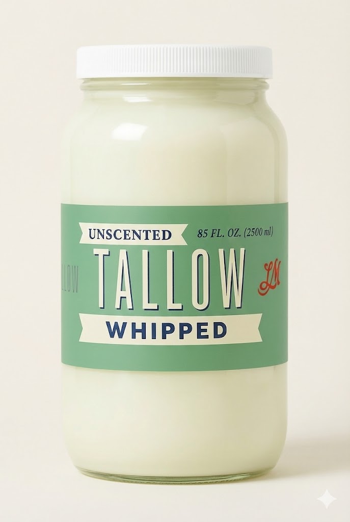 Unscented Whipped Tallow – All-Natural Moisturizer | Pure Beef Tallow Cream for Face & Body |Lady May Handmade, Preservative-Free Skincare Lady May Tallow