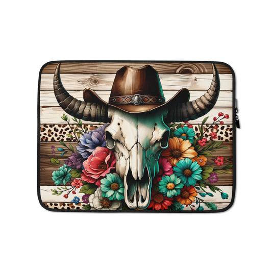 Floral Bull Head Laptop Sleeve CedarHill Country Market