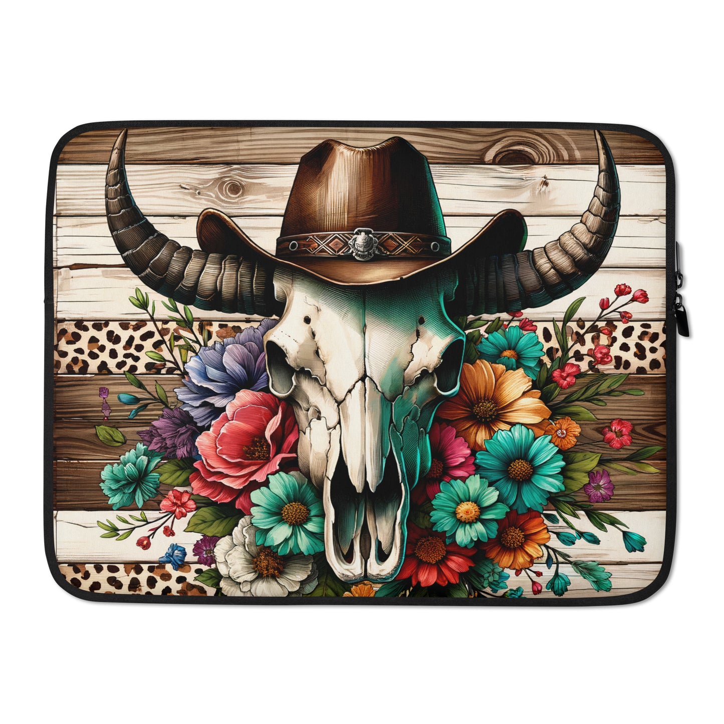 Floral Bull Head Laptop Sleeve CedarHill Country Market