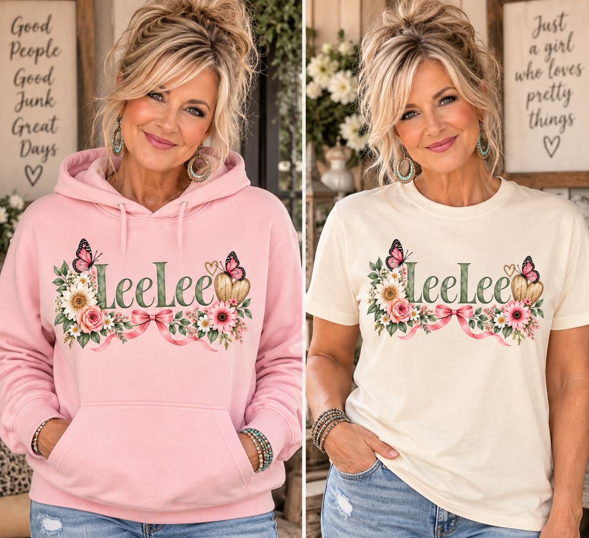 LeeLee Rhinestone Tee & Hoodie Bundle Cedar Hill Country Market