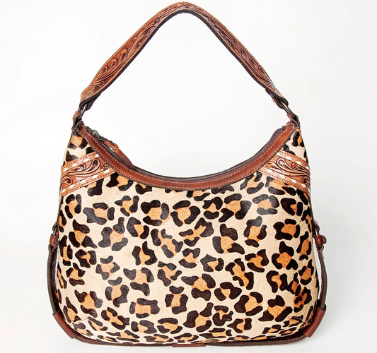 Leopard Hobo Hair-On Genuine Western Leather Women Handbag