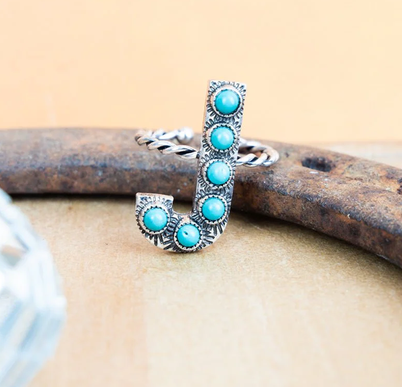 Tipi To the Letter Faux Turquoise Cuff Ring -  Variety CedarHill Country Market