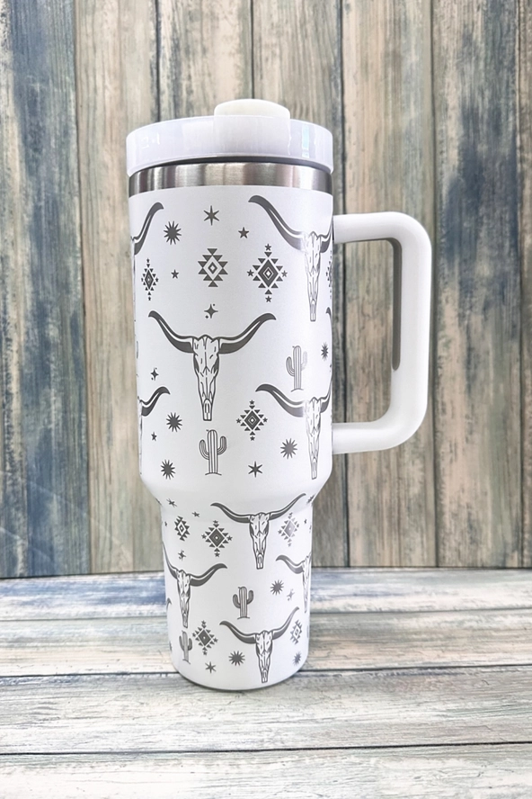 Longhorn Catus Etched 40 oz Tumbler CedarHill Country Market