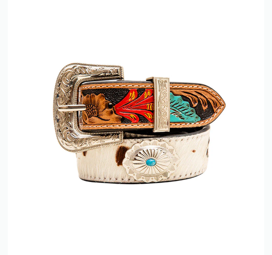 Cummerband Hand-Tooled Concho Belt- Myra Belt - XL