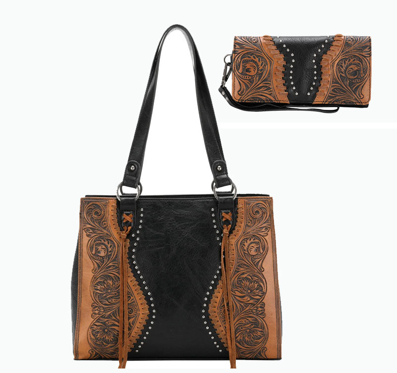 Trinity Ranch Tooled Collection Concealed Carry Tote Handbag and Wallet Cedar Hill Country Market