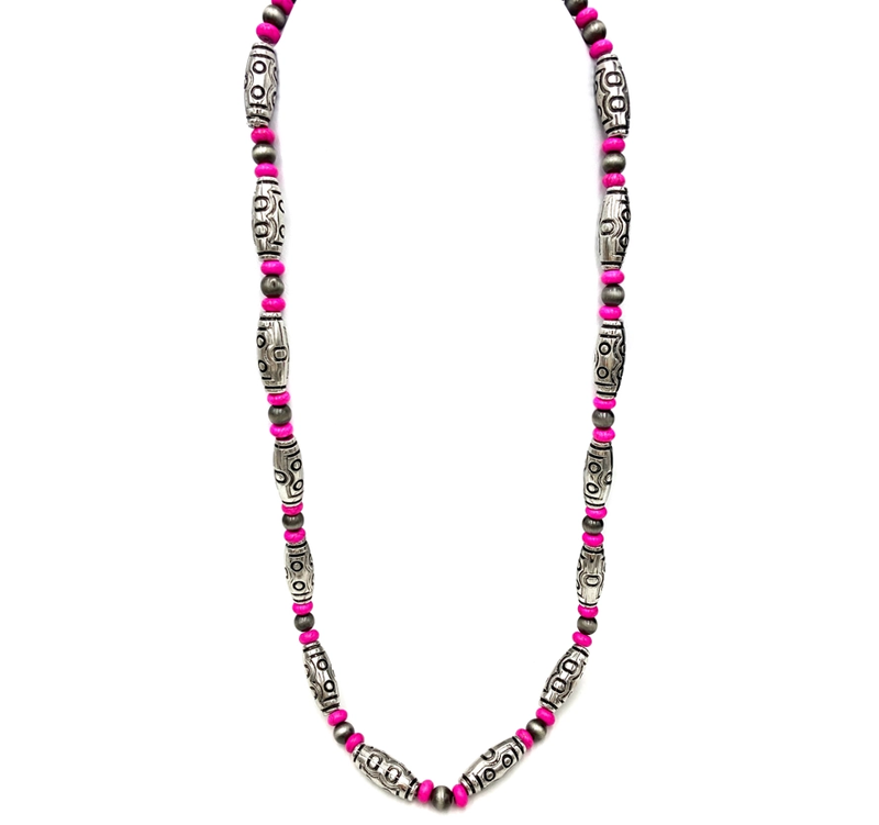 Navajo Hot Pink Long Necklace Cedar Hill Country Market