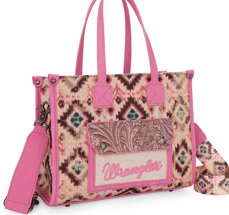 Southwestern Pattern Dual Sided Print CCTote//Crossbody - Pink Cedar Hill Country Market