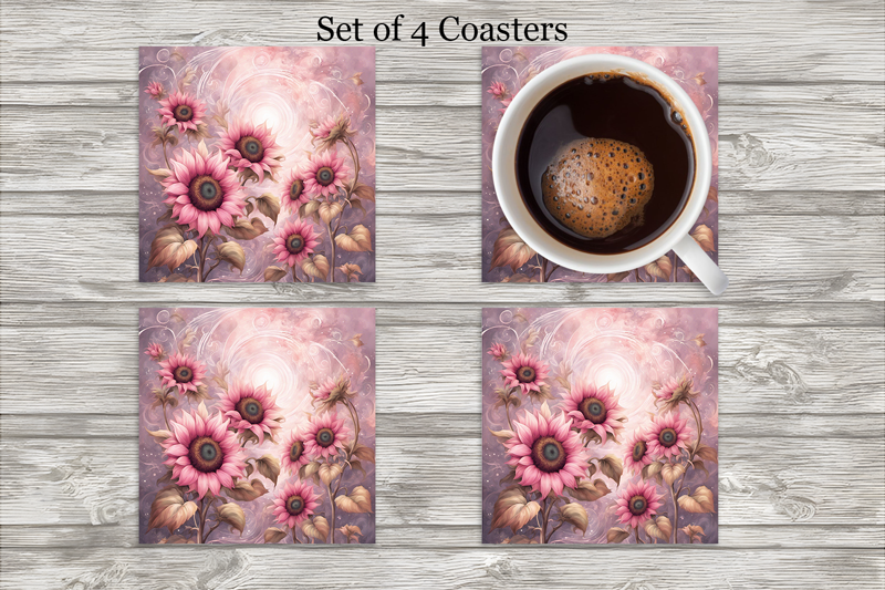 Pink Sunflower Neoprene 4 Inch Square Coasters - Set of 4 Cedar Hill Country Market