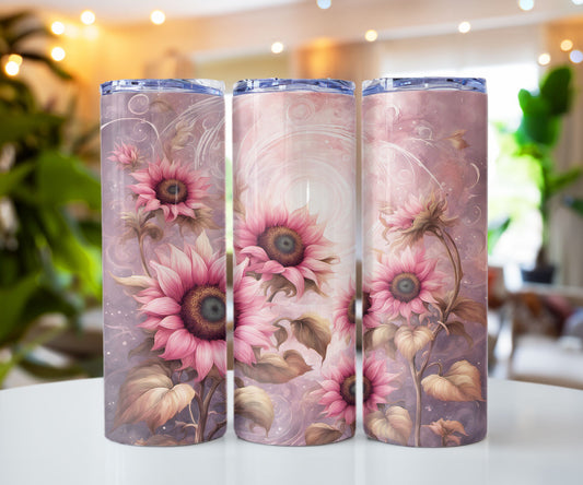 Pink Sunflower Burst Stainless steel tumbler CedarHill Country Market