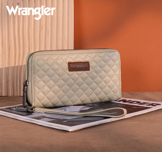 Wrangler Quilted Design RFID Wallet /Wristlet - Tan No. 551 CedarHill Country Market