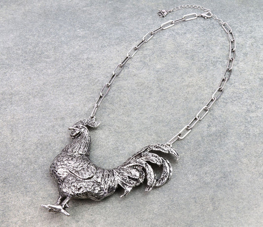 Silver Plated Rooster Necklace - 18 inch Cedar Hill Country Market