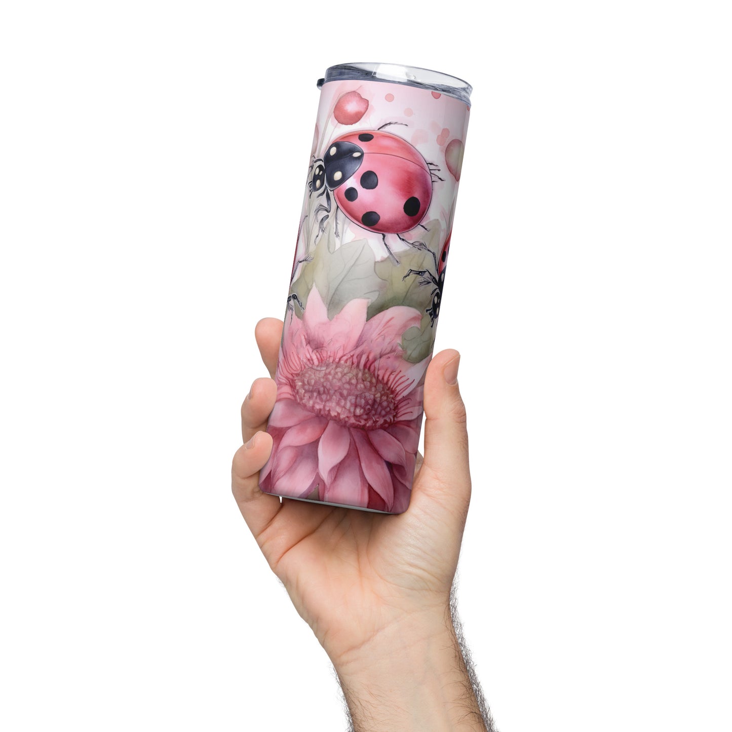 Pink Lady Bug Stainless steel tumbler CedarHill Country Market