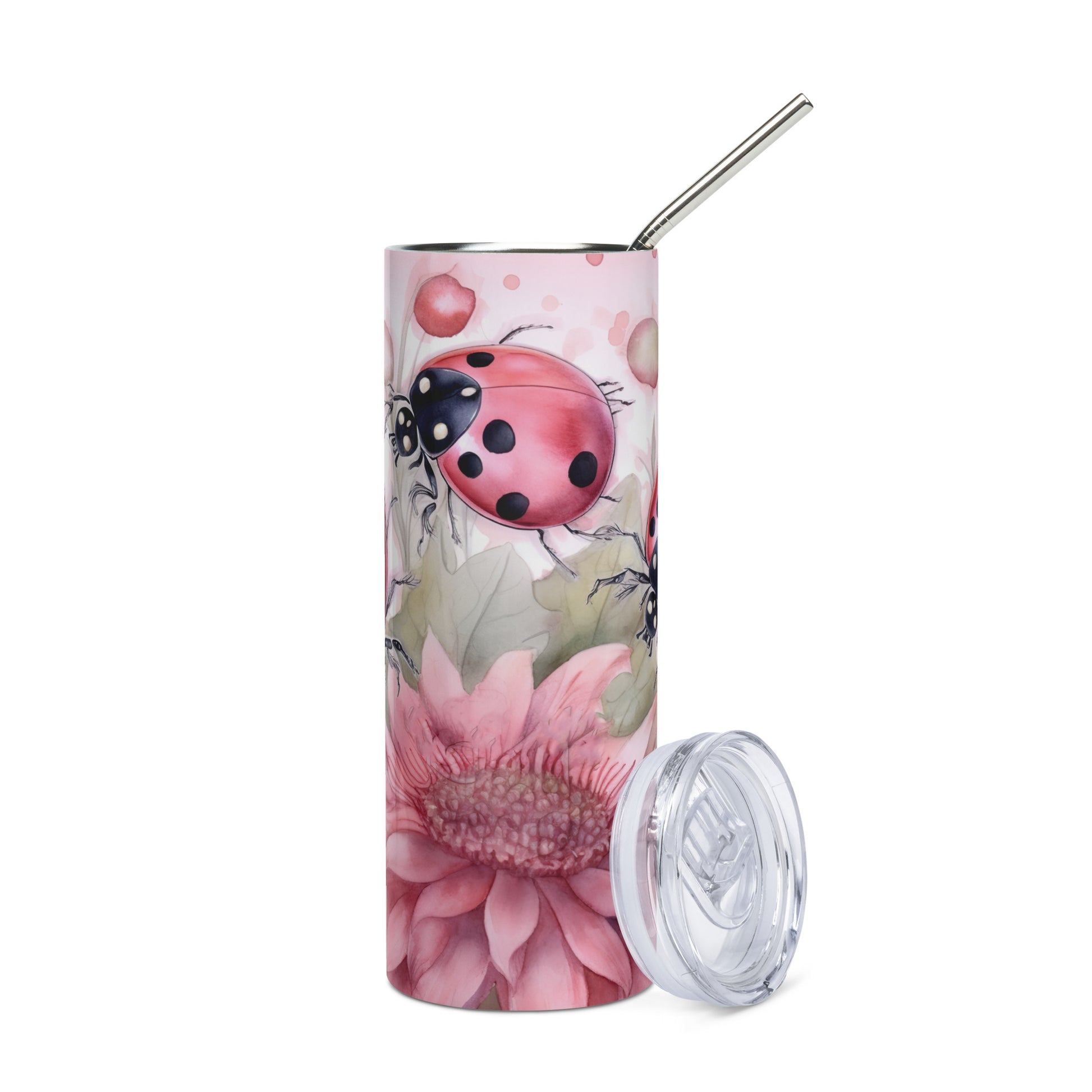 Pink Lady Bug Stainless steel tumbler CedarHill Country Market