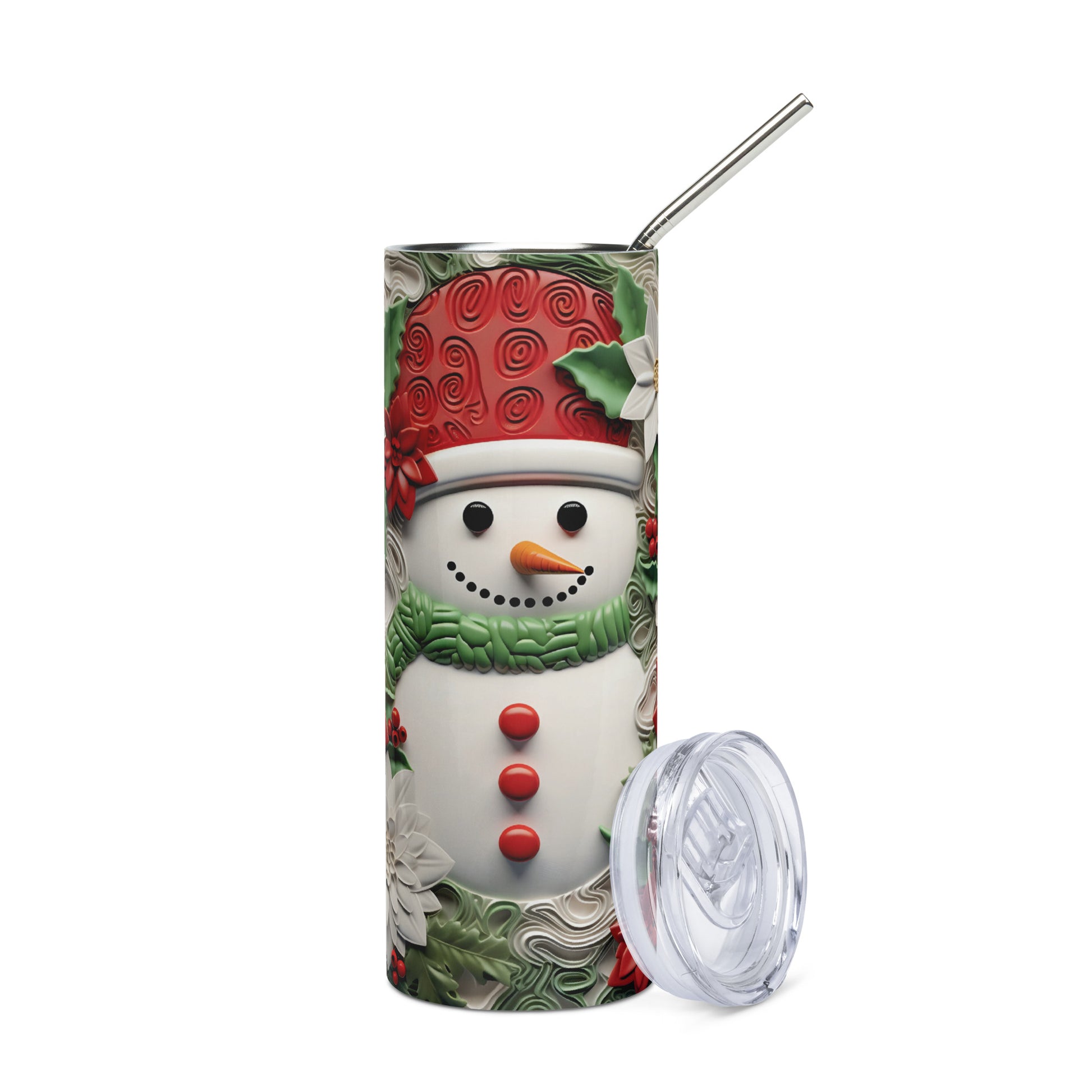 Christmas 3D Snowman 20 oz Stainless steel tumbler CedarHill Country Market