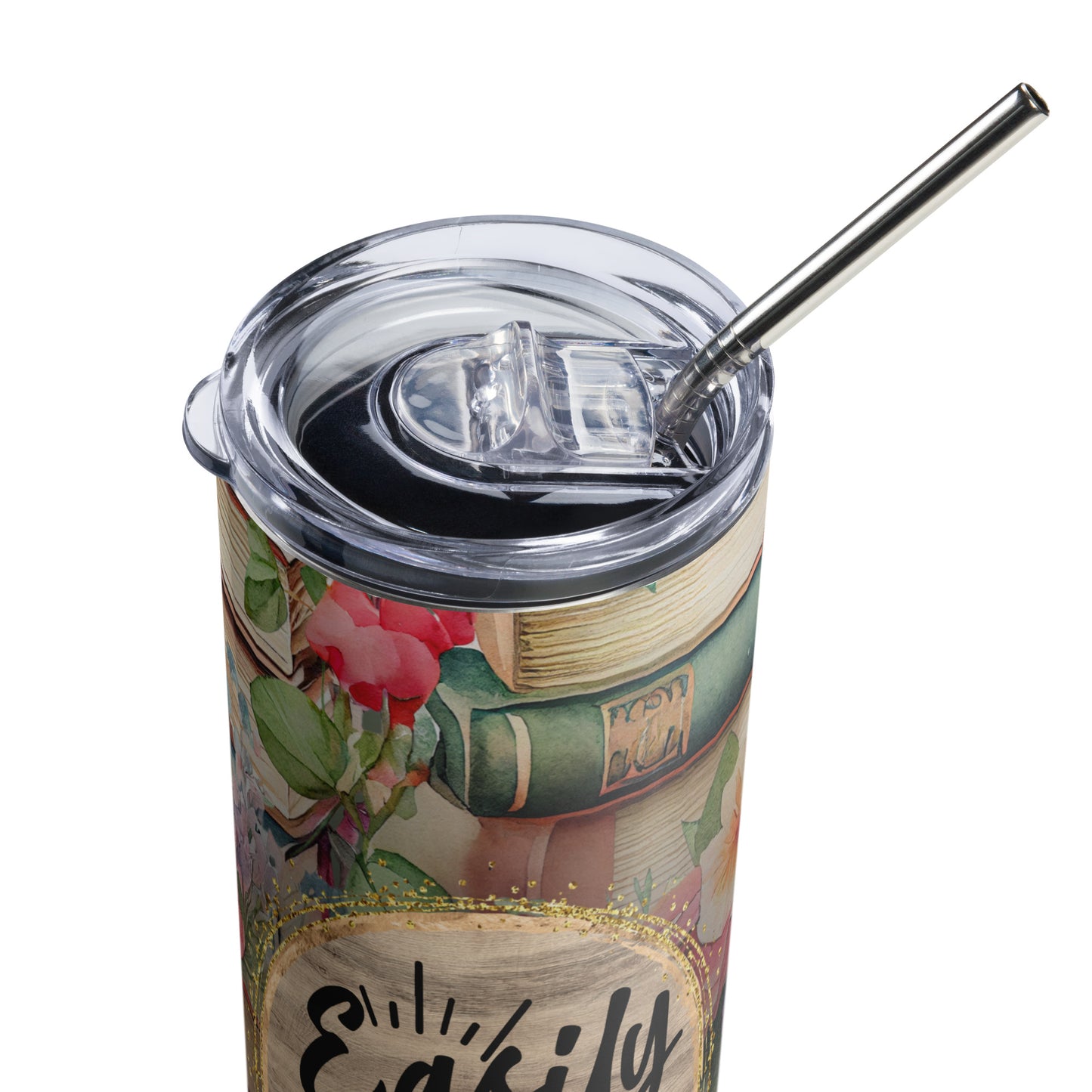 Easily Distracted by Books Themed Stainless steel tumbler CedarHill Country Market