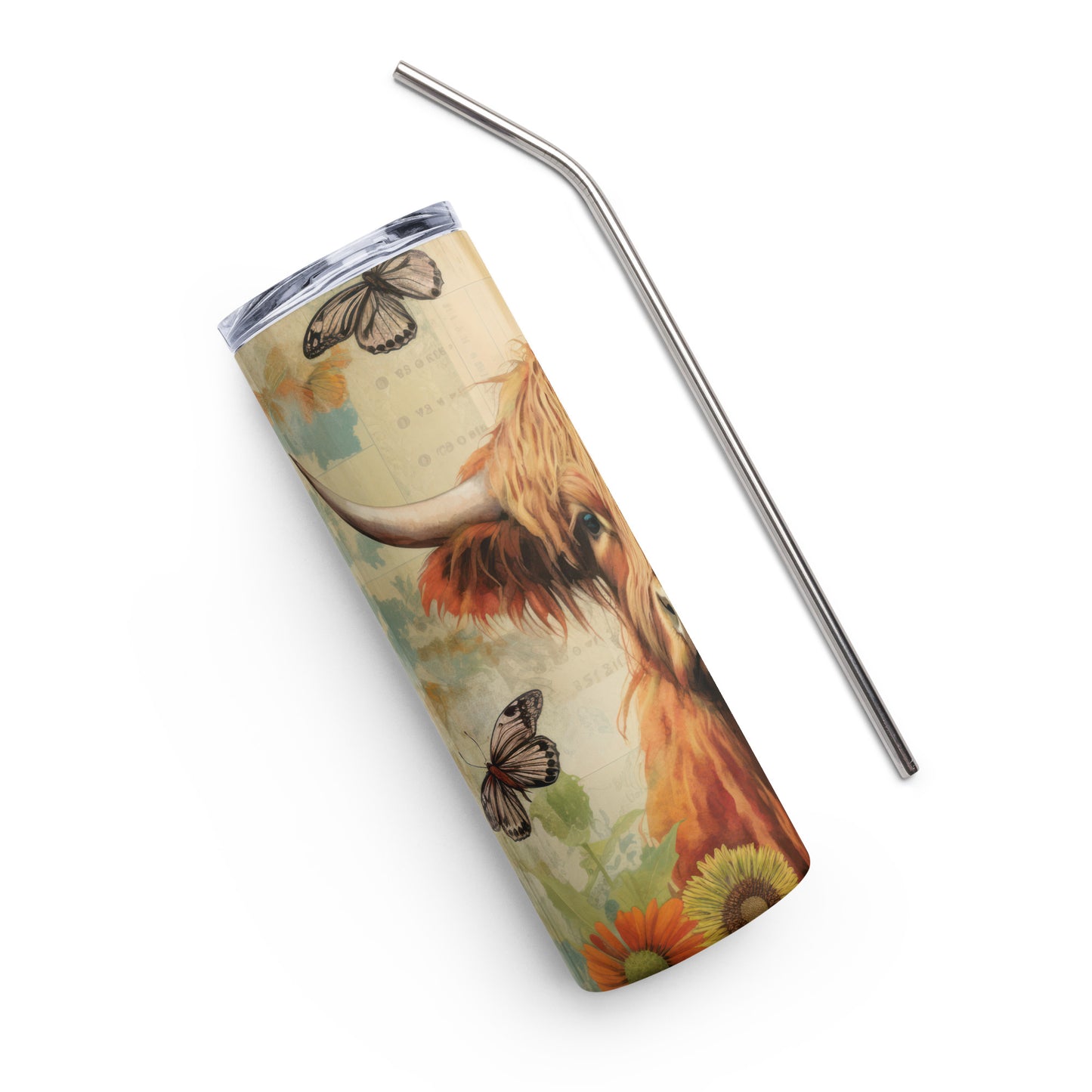 Butterflies and Cow Sweetness Stainless steel tumbler CedarHill Country Market