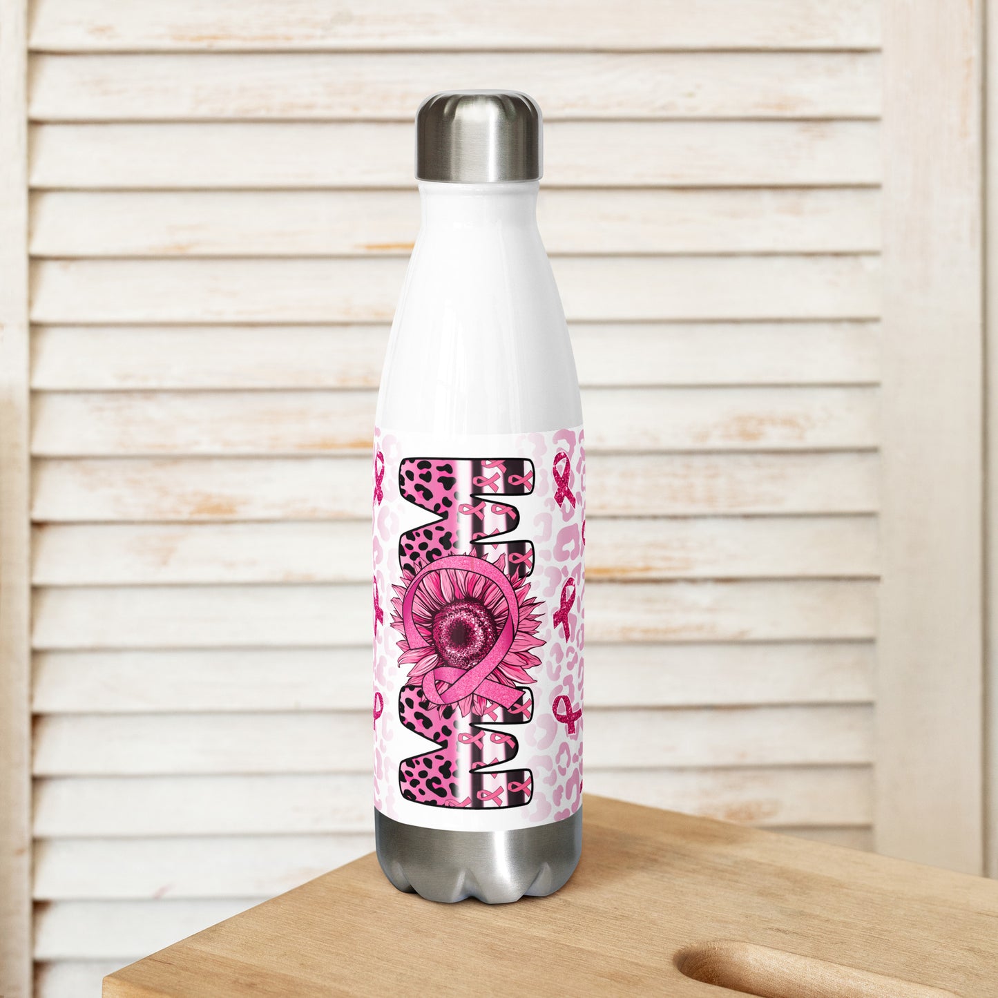 Mom Breast Cancer Ribbon Stainless steel water bottle CedarHill Country Market
