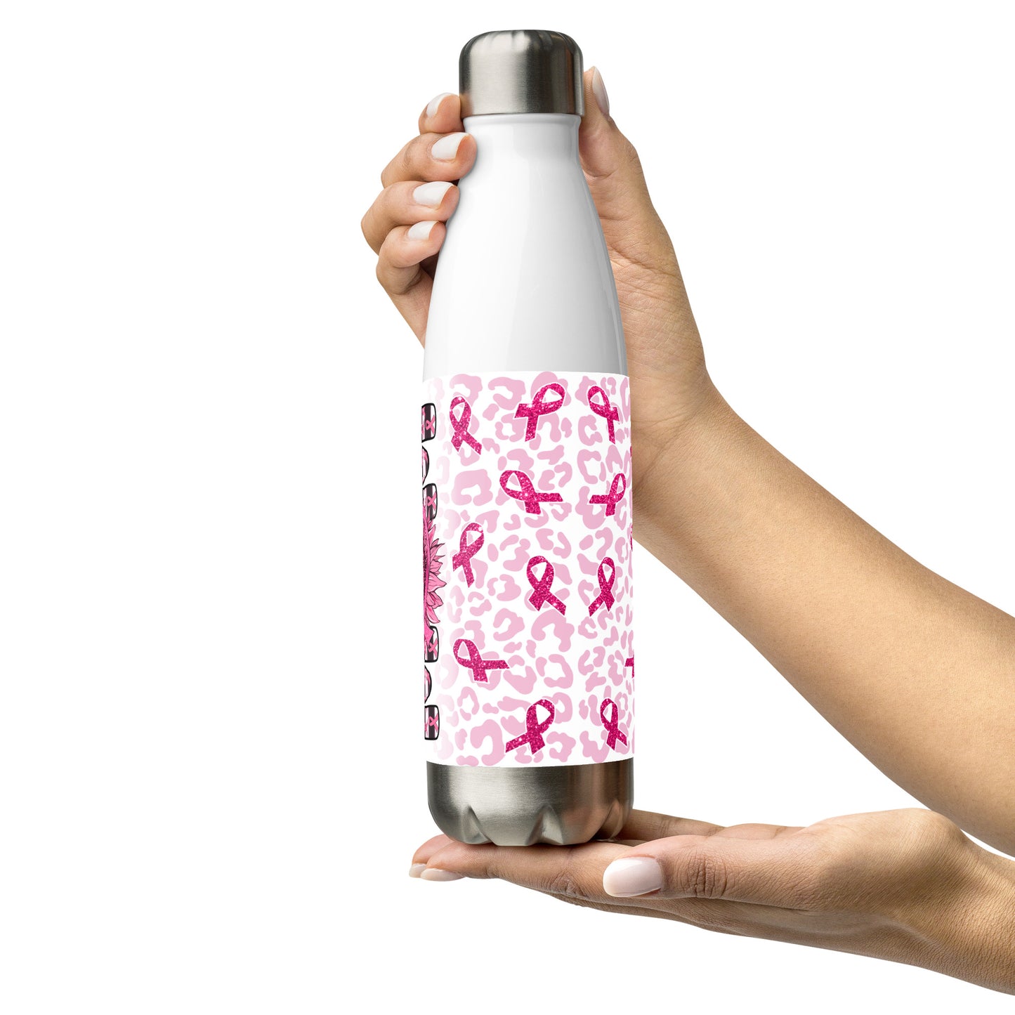Mom Breast Cancer Ribbon Stainless steel water bottle CedarHill Country Market