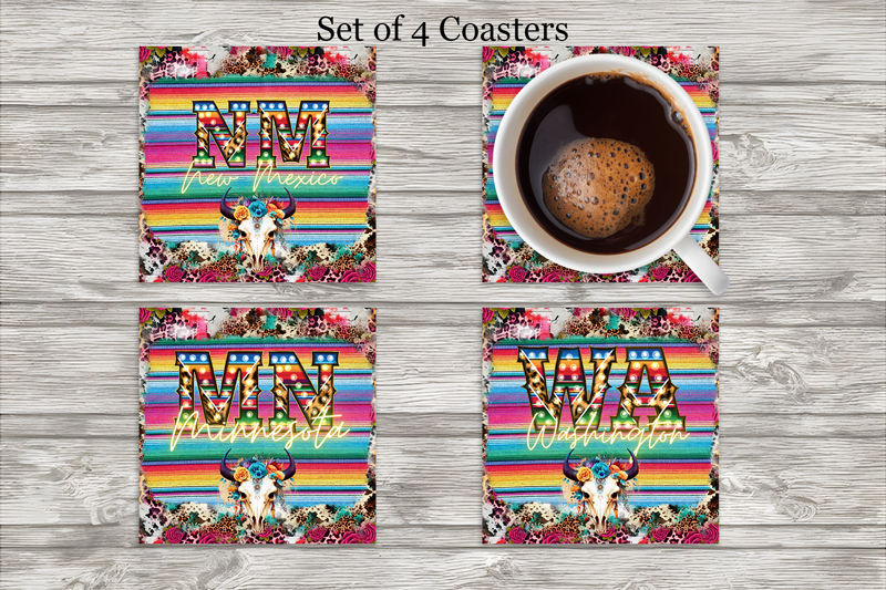 State by State Square Neoprene Coasters 4 inch - Pick your State Cedar Hill Country Market