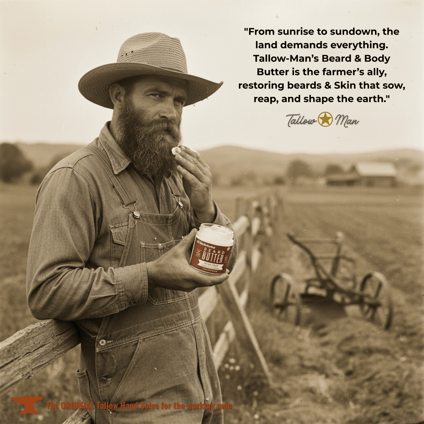 Tallow Man Old Time Barbershop Beard + Body Butter | Men's Grooming | Grass-Fed Tallow | 9oz Lady May Tallow