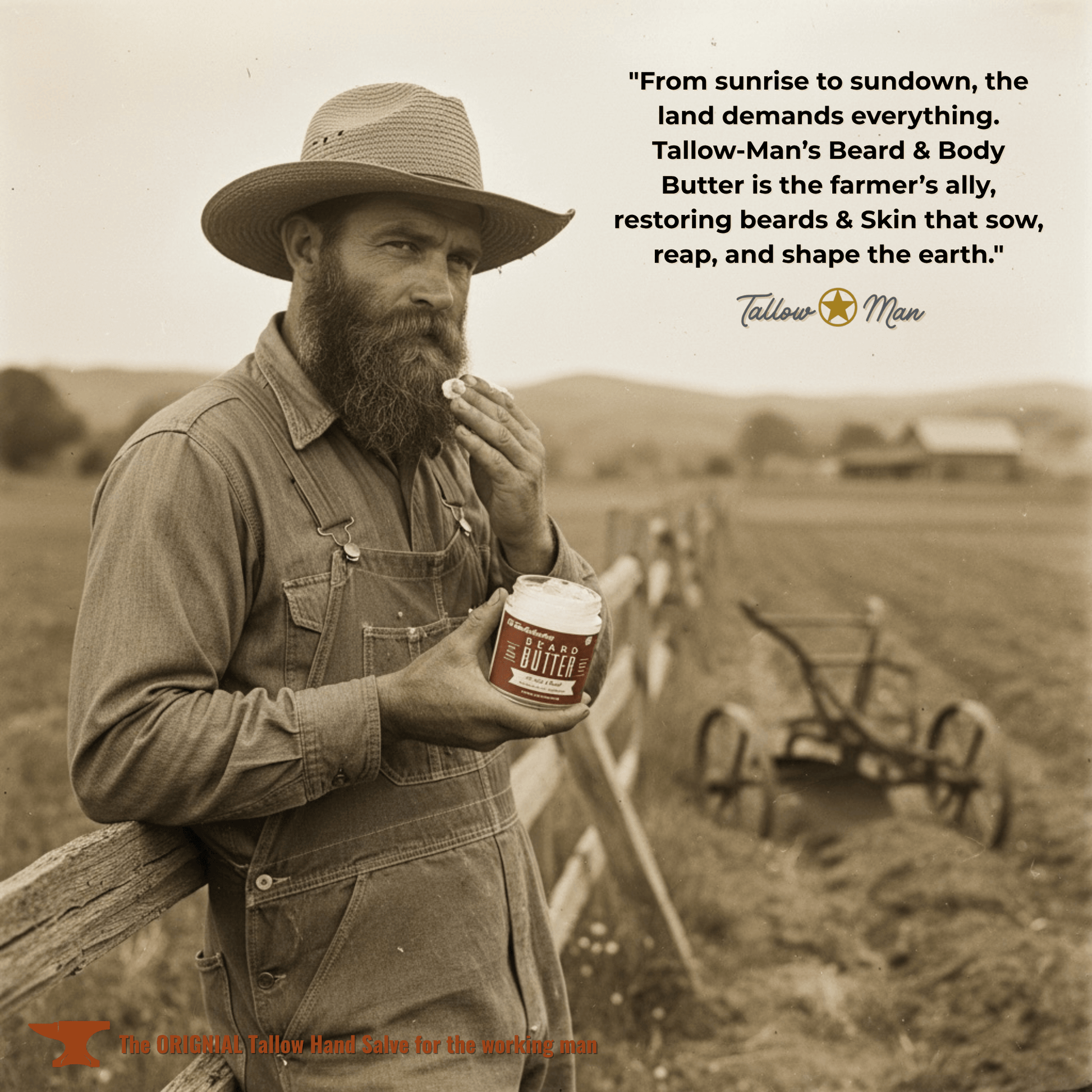 Tallow Man Old Time Barbershop Beard + Body Butter | Men's Grooming | Grass-Fed Tallow | 9oz Lady May Tallow