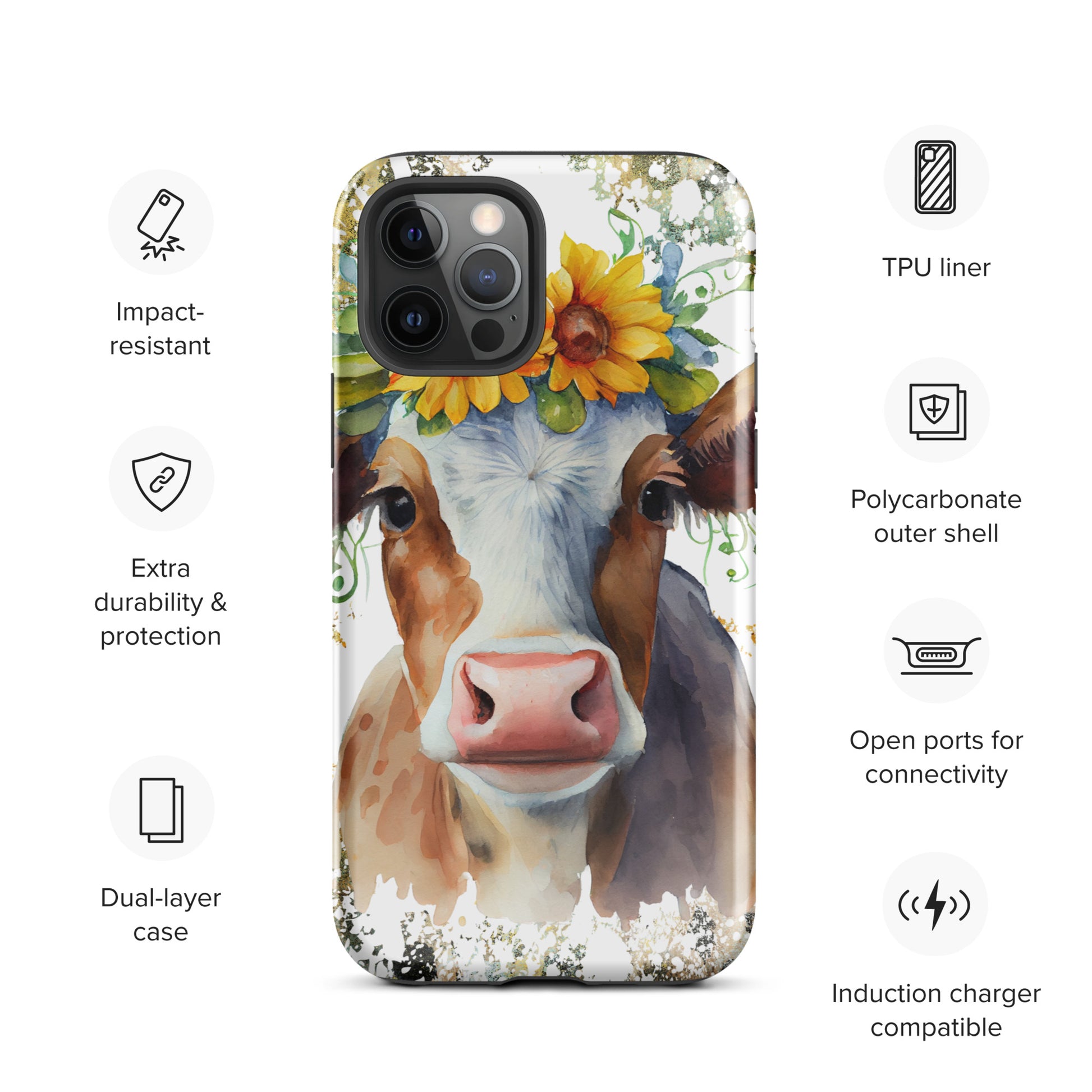 Sunflower Cow Themed Tough Case for iPhone® CedarHill Country Market