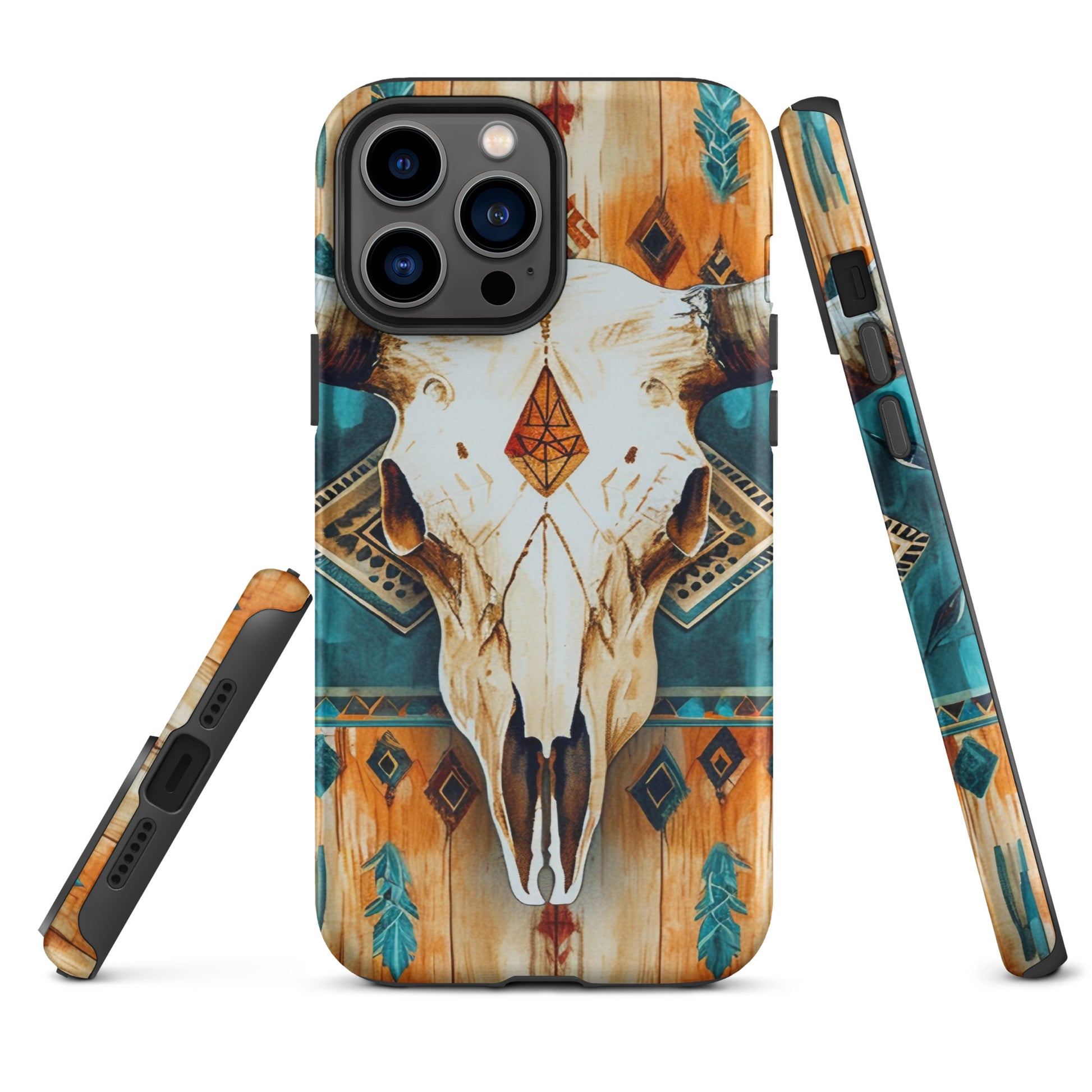 Western Bull Skull Rustic Turquoise Tough Case for iPhone® CedarHill Country Market