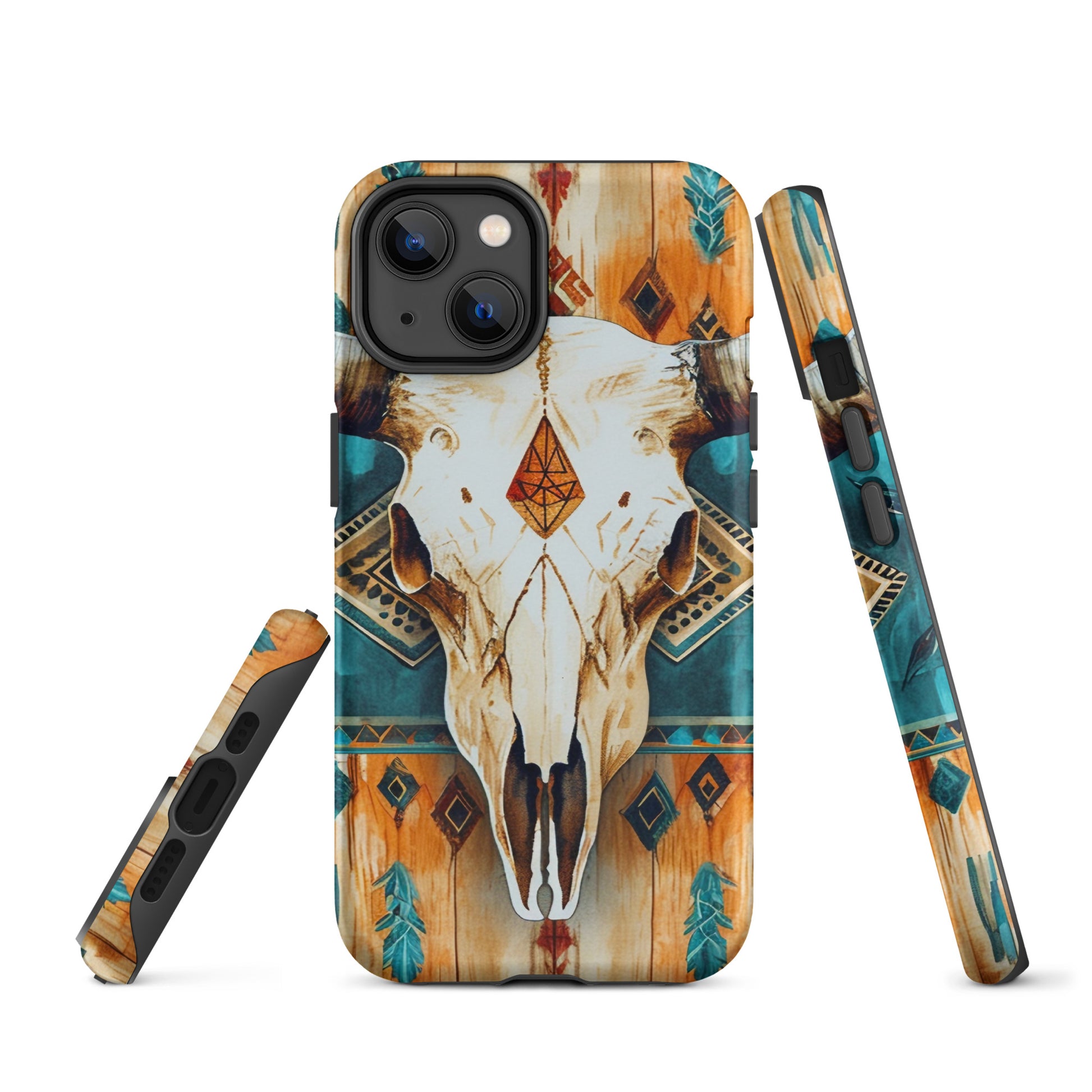 Western Bull Skull Rustic Turquoise Tough Case for iPhone® CedarHill Country Market